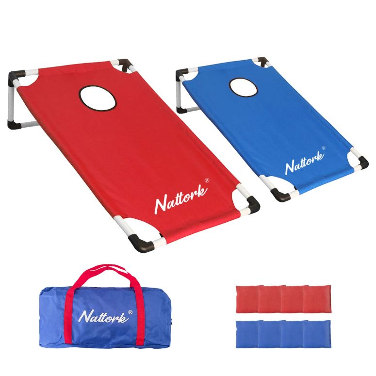 ゲーム パーティ 楽しめる Portable Cornhole Set 3'x2' PVC Framed Cornhole Toss Game Set with 8 Bean Bags and Travel Carrying Case for Yard Outdoor Game Events 【並行輸入品】｜MJ-MARKET