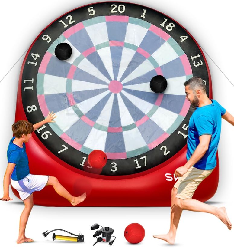 ゲーム パーティ 楽しめる SWOOC Games - Giant Kick Darts with 15+ Games Included - Jumbo Soccer Darts with Air Pump - Big Inflatable Games - Carnival Games - Giant Outdoor Games & Activities - Giant Yard Games 【並行輸入品】