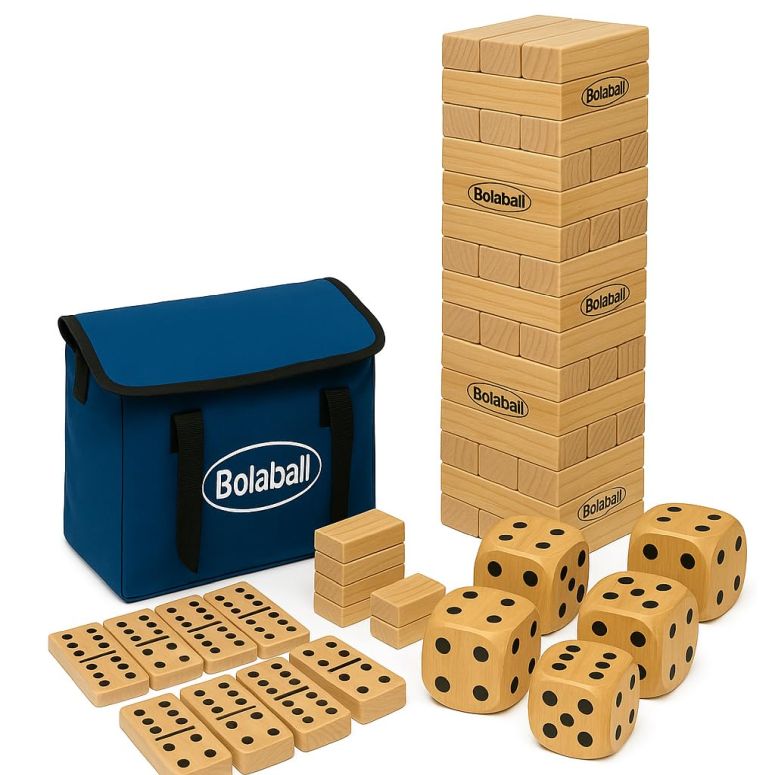 力くらべ 寄り合い 楽しめる Outdoor Game Set Including 45 Giant Tumbling Blocks, 28 Giant Dominoes, and 6 Giant Dice, Giant Outdoor Games for Family Fun, Set of 3, Classic Block Giant Outdoor Game for Adults 【並行輸入品】 チェス-ファミリートイ・ゲーム-おもちゃ