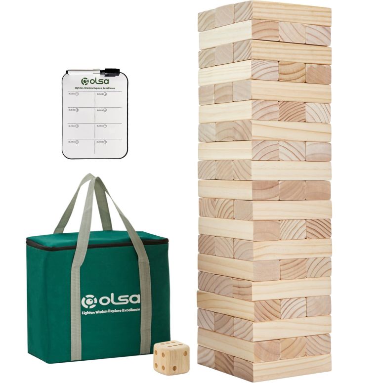 ゲーム パーティ 楽しめる Olsa Giant Tumble Tower 57PCS Wooden Block Stacking Yard Games with Carrying Bag Classic Indoor & Outdoor Game for Adults and Family Party Games for Backyard Lawn Beach Camping (Over 4.2 Ft) 【並行輸入品】 28,340円