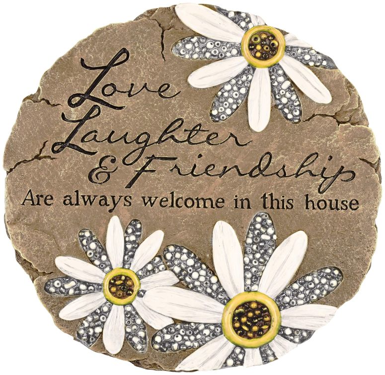 敷石 飛び石 庭園 洋風 庭 Carson Friendship Garden Stone, Garden Decor Stepping Stones with Beadworks Decorative Home Accent, Daisy, Round, 9 x 9.25 inches 【並行輸入品】