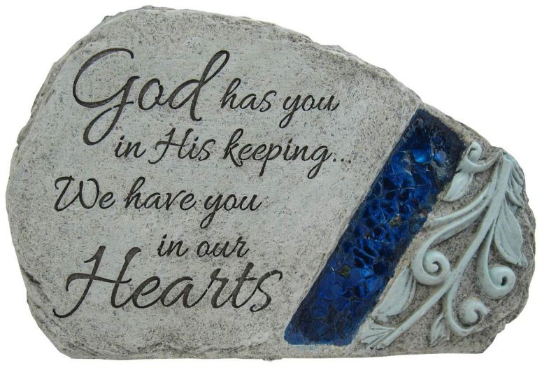 敷石 飛び石 庭園 洋風 庭 Carson Memorial Garden Stone With Blue Mosaic Solar Accent - God Has You In His Keeping We Have You In Our Hearts 【並行輸入品】｜MJ-MARKET