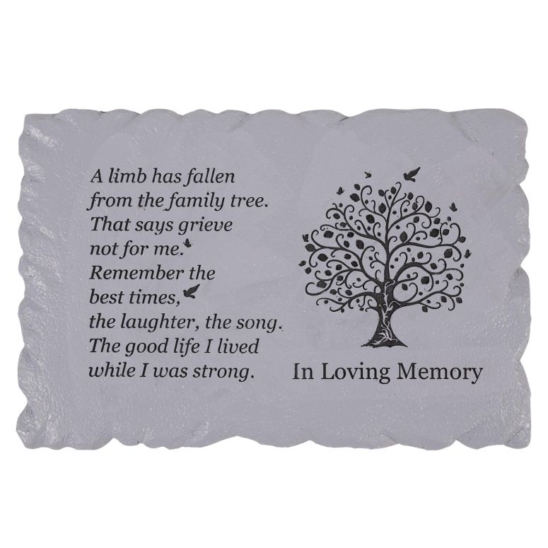 敷石 飛び石 庭園 洋風 庭 11.8 inches Long Tree of Life Song Polyresin Memorial Garden Stone, Memorial Stones for Loved Ones Outside, Memorial plaques, Sympathy Gifts for Loss of Loved one, Memorial Gifts (Grey Tree) 【並行輸入品】|MJ-MARKET