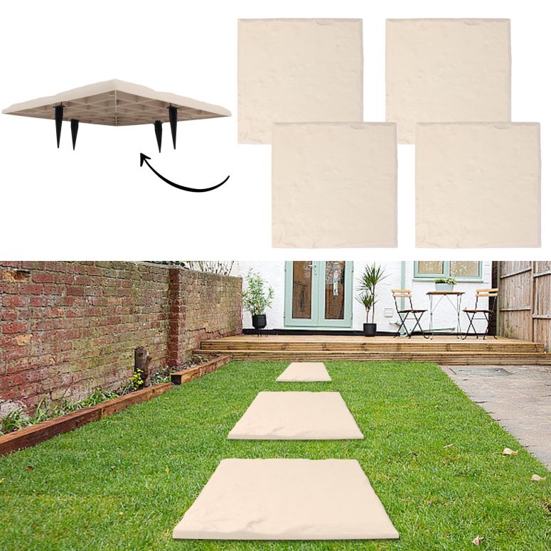 敷石 飛び石 庭園 洋風 庭 MARCHROSE 4Pcs Large Stepping Stones Outdoor Garden Walkway, Durable Plastic Pavers for Patio, Pathway, and Landscaping, Weatherproof Stepping Stones with Ground Stakes for Easy Installation 【並行輸入品】