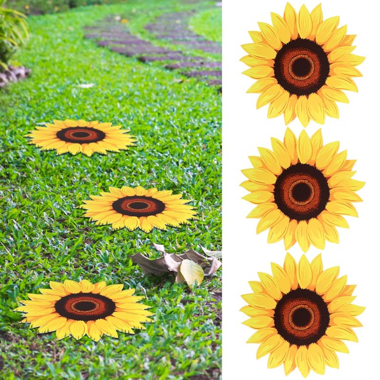 敷石 飛び石 庭園 洋風 庭 Tandefio 3 Pcs Stepping Stones for Garden 12 Inch Decorative Stepping Stones Outdoor Heavy Duty Sunflower Walkway Iron Pavers for Garden Decor Indoor Outdoor Patio Yard, Colorful Yellow 【並行輸入品】｜MJ-MARKET