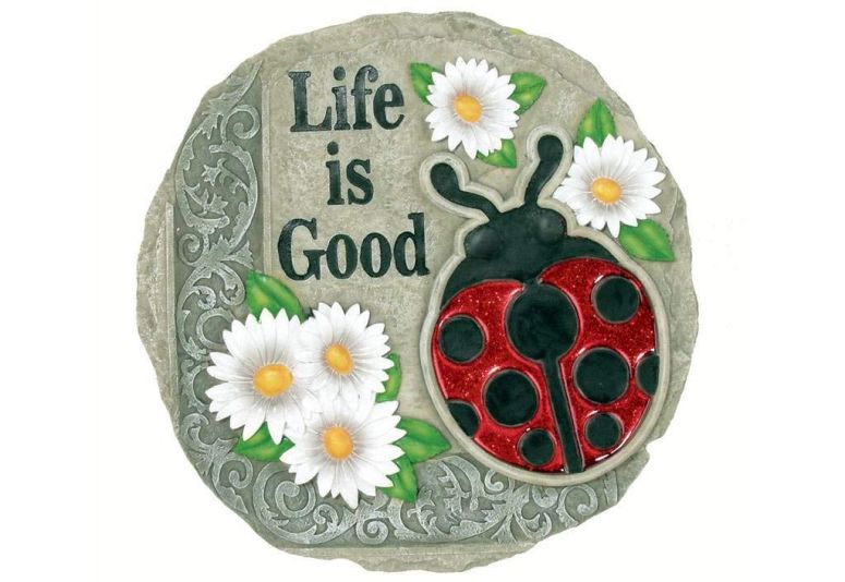 敷石 飛び石 庭園 洋風 庭 Spoontiques - Garden D?cor -Life is Good Ladybug Stepping Stone - Decorative Stone for Garden 【並行輸入品】|MJ-MARKET