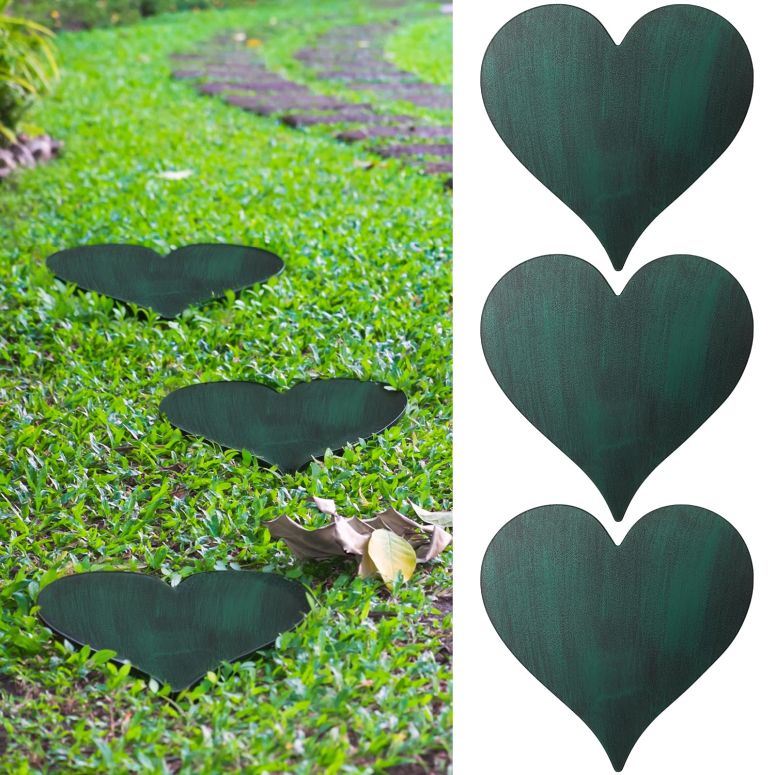 鋪石 踏み石 運動場 洋風 庭 Tandefio 3 Pcs Heart Garden Stepping Stones Brown Cast Iron Stepping Stones Rustic Style Outdoor Stones for Garden Walkway Outside Decorative Decor, 12 Inches (Green) 【並行輸入品】 ガーデンオーナメント・置物-エクステリア・ガーデンファニチャー-花・ガーデン・DIY
