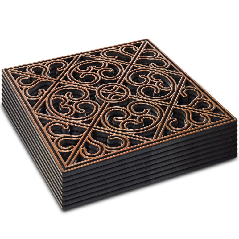 鋪石 踏み石 運動場 洋風 庭 Pangda 8 Pcs 12 x 12 Inch Rubber Stepping Stone Outdoor for Garden Pathway Paver Outside Stepping Tile Heavy Duty Retro Decorative Pavers for Walkway Path Landscaping Yard Lawn(Copper,Cross Square) 【並行輸入品】