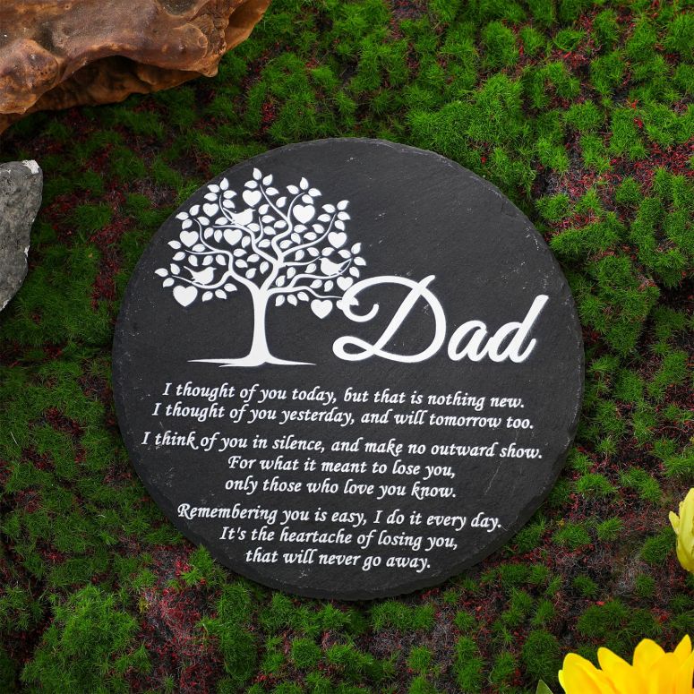 敷石 飛び石 庭園 洋風 庭 Landical Memorial Stones for Loved Ones Outside Memorial Garden Plaque with Bracket Garden Slate Stone Sympathy Gifts for Loss of Loved One(Dad, Tree) 【並行輸入品】 10,220円