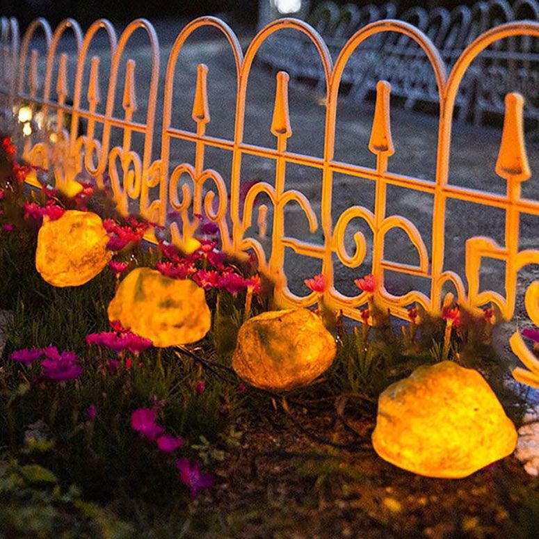 敷石 飛び石 庭園 洋風 庭 LIYAOLI Solar Rock Lights 4-Pack | Auto-Dimming & 8H Runtime | IP44 Waterproof Landscape Lighting for Garden/Pathway/Lawn Outdoor Decorative (Natural Stone Texture) 【並行輸入品】