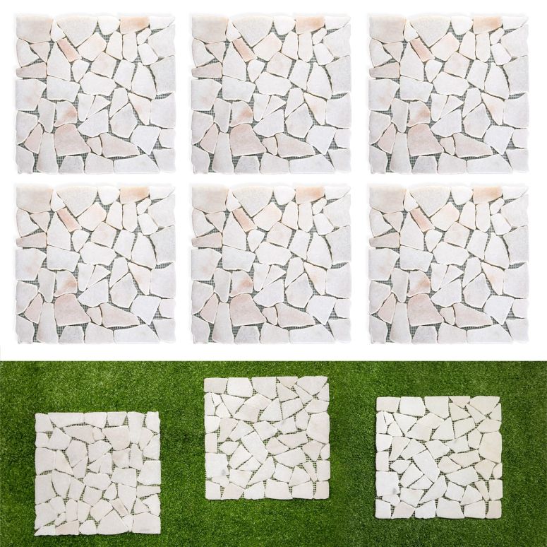 敷石 飛び石 庭園 洋風 庭 Sasylvia 6 Pcs 12 Inch Stepping Stones Pavers for Outside Walkway, Square Marble Riverstone Decor Pathway Stepping Stones for Patio Backyard Garden Walkway Pathway Outdoor Lawn Yard Decorations 【並行輸入品】