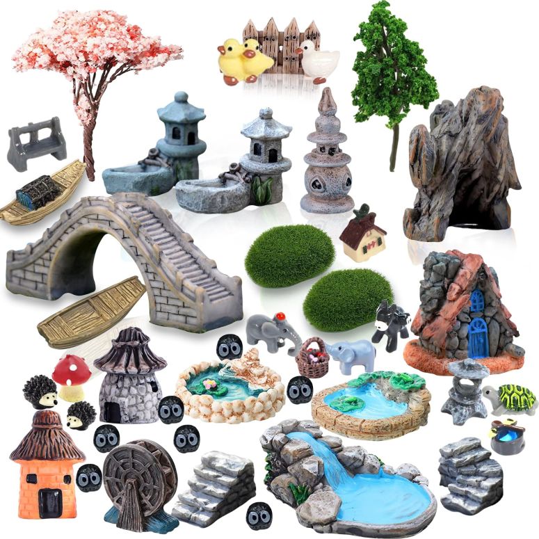 敷石 飛び石 庭園 洋風 庭 Fairy Garden Accessories Outdoor, 42 Zen Accessories, Miniature Decorations Supplies for Micro Landscape Plant Pots Bonsai Craft Decor - Fairy Kit 【並行輸入品】