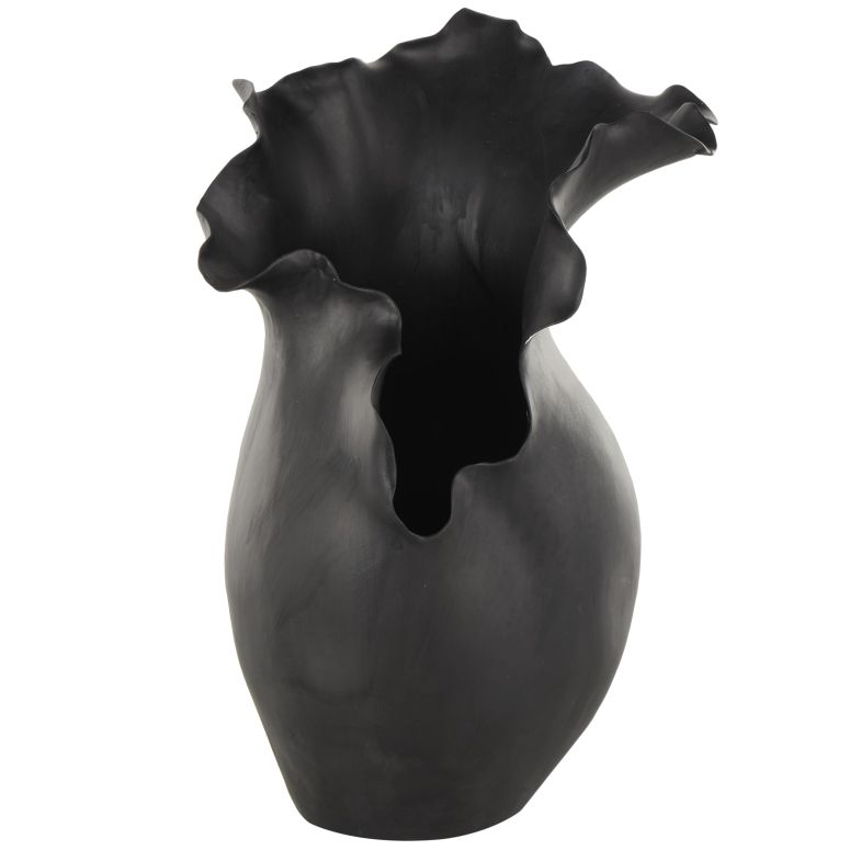 装飾 置物 雑貨 海外 Deco 79 Ceramic Abstract Decorative Vase Floral Inspired Centerpiece Vase with Wavy Edge, Flower Vase for Home Decoration 10\