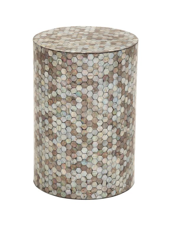 かざり付ける 飾りつけ 雑貨 外国で Deco 79 Mother of Pearl Shell Geometric Handmade Side End Accent Table Mosaic End Table, Side Table 14\" x 14\"" x 20\"", Multi Colored 【並行輸入品】"