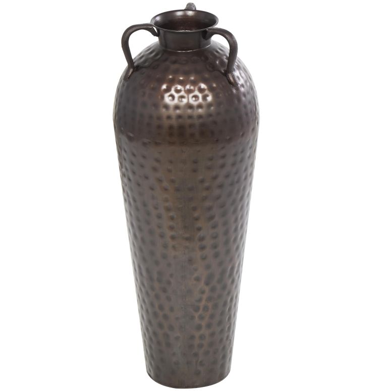 装飾 置物 雑貨 海外 Deco 79 Metal Decorative Vase Tall Floor Mediterranean Style Centerpiece Vase with Hammered Details and Handles, Flower Vase for Home Decoration 10\
