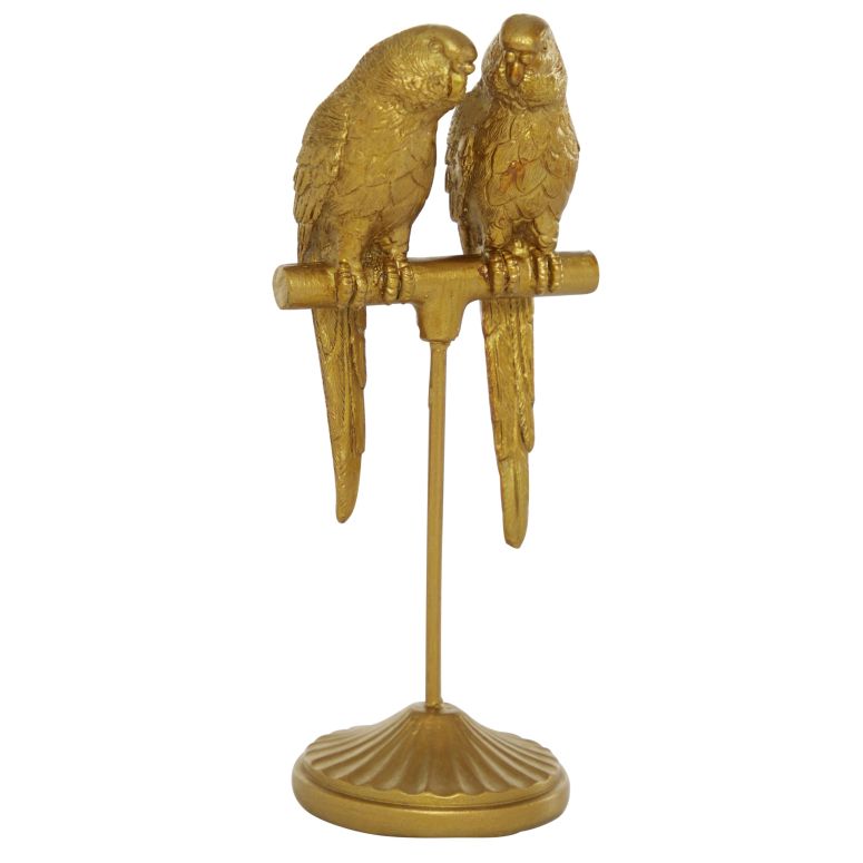 かざり付ける 飾りつけ 雑貨 外国で Deco 79 Polystone Parrot Decorative Sculpture Home Decor Statue, Accent Figurine 3\" x 3\"" x 9\"", Gold 【並行輸入品】"