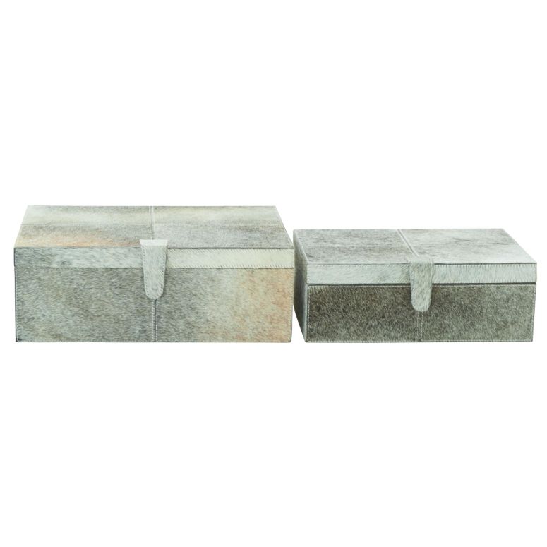 装飾 置物 雑貨 海外 Deco 79 Leather Handmade Box with Hinged Lid, Set of 2 17\