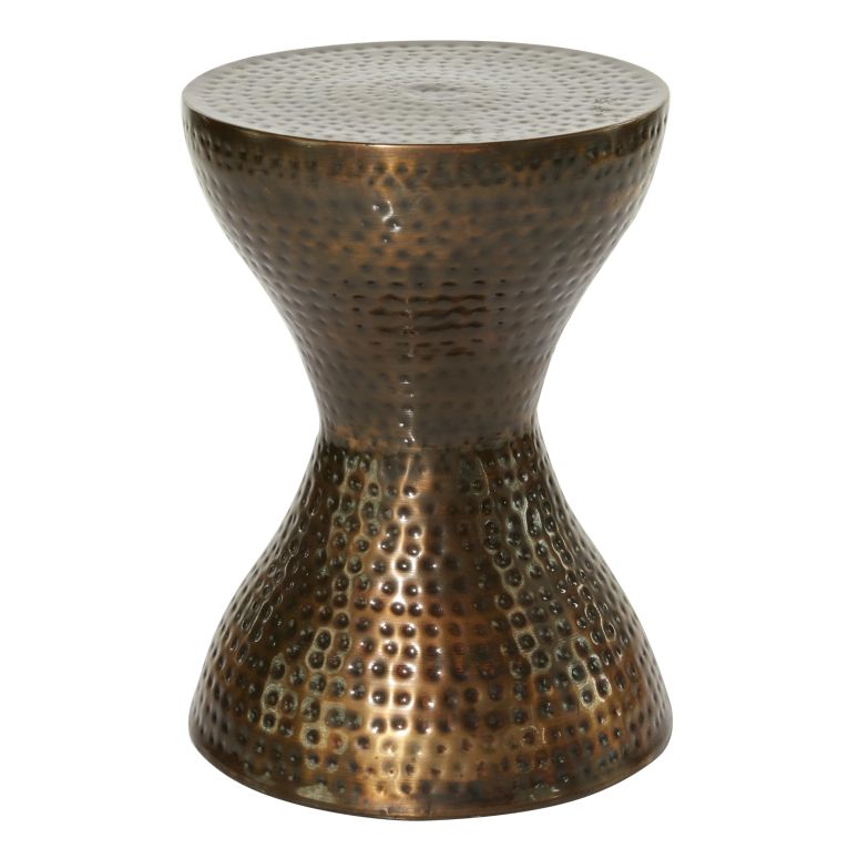 装飾 置物 雑貨 海外 Deco 79 Metal Handmade Side End Accent Table Hammered Hourglass, Side Table 14" x 14" x 19", Bronze 【並行輸入品】|MJ-MARKET