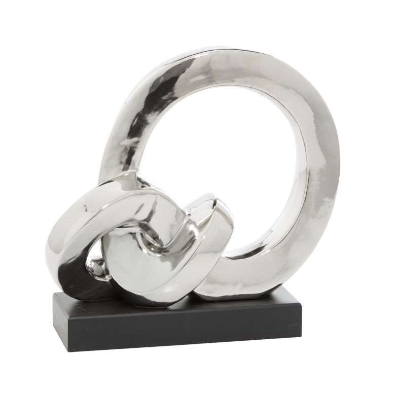 装飾 置物 雑貨 海外 Deco 79 Polystone Abstract Decorative Sculpture Link Home Decor Statue with Black Base, Accent Figurine 12\