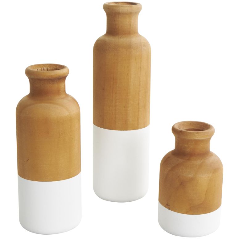 装飾 置物 雑貨 海外 Deco 79 Wood Decorative Vase Colorblock Centerpiece Vases with White Bases, Set of 3 Vases for Home Decoration 10\