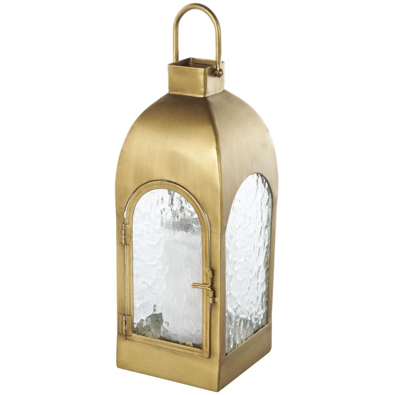 装飾 置物 雑貨 海外 Deco 79 Metal Indoor Outdoor Candle Lantern Arched Lantern Candle Holder with Top Handle, Lantern 6" x 6" x 18", Gold 【並行輸入品】｜MJ-MARKET