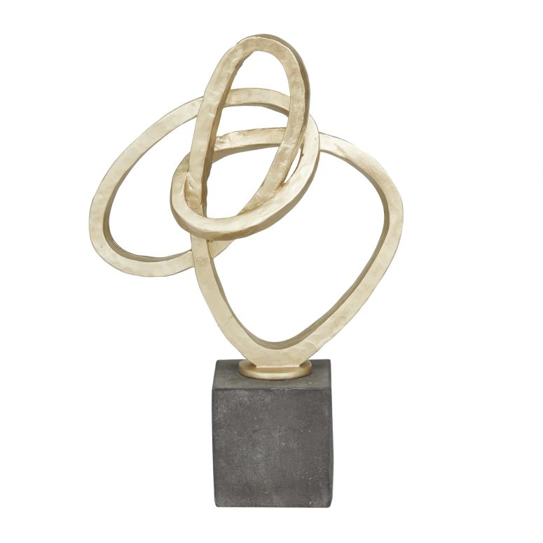 装飾 置物 雑貨 海外 Deco 79 Polystone Abstract Decorative Sculpture Link Home Decor Statue with Black Base, Accent Figurine 11\
