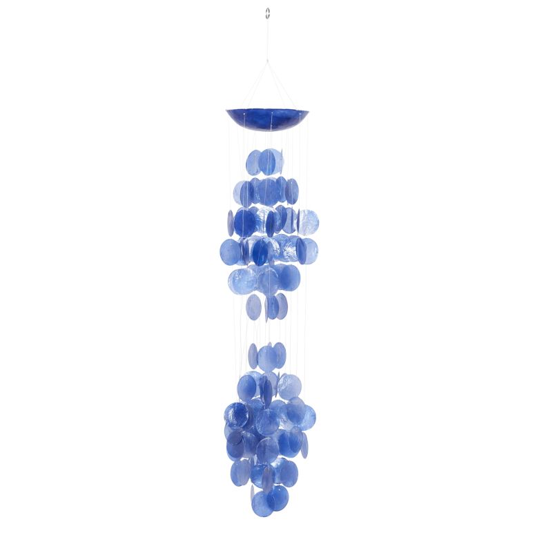 かざり付ける 飾りつけ 雑貨 外国で Deco 79 Capiz Shell Waterfall Windchime, 5\" x 5\"" x 27\"", Blue 【並行輸入品】"