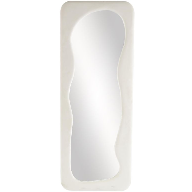 かざり付ける 飾りつけ 雑貨 外国で Deco 79 Velvet Room Floor Mirror Wavy Entryway Mirror, Free Standing Mirror 24\" x 2\"" x 64\"", White 【並行輸入品】"