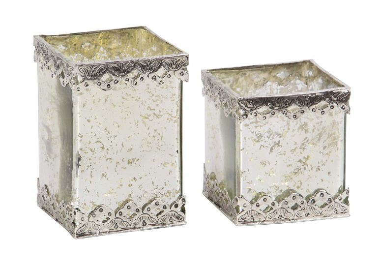 装飾 置物 雑貨 海外 Deco 79 Rustic Cuboid Candle Holders, 5\