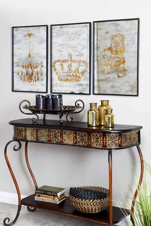 装飾 置物 雑貨 海外 Deco 79 Canvas Wall Art, Large, Gold 【並行輸入品】 27,375円