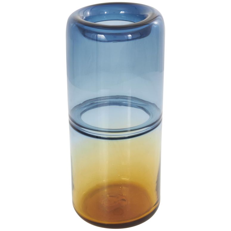装飾 置物 雑貨 海外 Deco 79 Glass Handmade Decorative Vase Ombre Centerpiece Vase with Yellow Base, Flower Vase for Home Decoration 6\