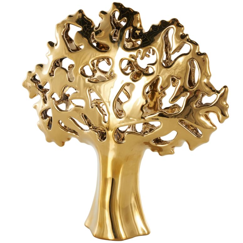 装飾 置物 雑貨 海外 Deco 79 Ceramic Tree Decorative Sculpture Glossy Home Decor Statue with Abstract Cutouts, Accent Figurine 15\
