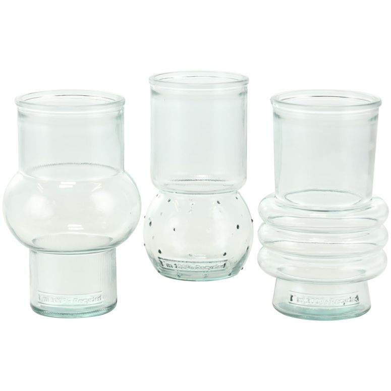 かざり付ける 飾りつけ 雑貨 外国で Deco 79 Recycled Glass Decorative Vase Small Bubble Style Centerpiece Vases with Varying Shapes, Set of 3 Flower Vases for Home Decoration 4\" W,7\"" H, Clear 【並行輸入品】"
