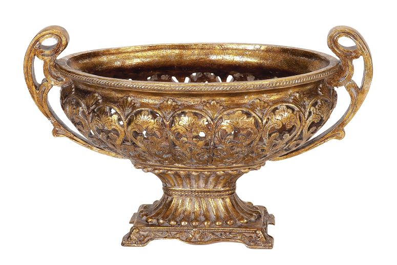 装飾 置物 雑貨 海外 Deco 79 Polystone Decorative Decorative Bowl Ornate Decorative Container with Handles, Decorative Keepsake Box 19\