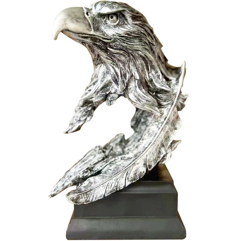 装飾 置物 雑貨 海外 H&W Silvery Bald Eagle Figurines - The USA's National Emblem - Resin Statue Decoration for Home/Study/Living Room, Great Collectible Figurines, Best Gift for The Man, Silvery (HH17-D9) 【並行輸入品】