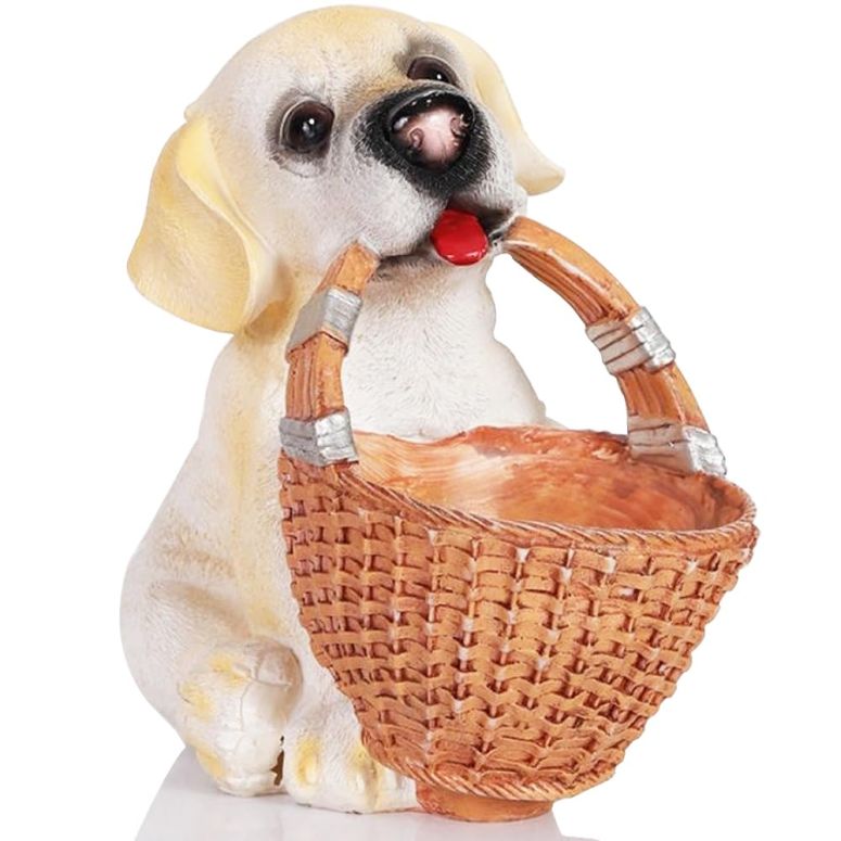 かざり付ける 飾りつけ 雑貨 外国で H\u0026W Dog Candy Dish,Cute Key Bowl for Entryway Table,Dog Basket Statue,Resin Animal Sculptures Home Desk Decorations,Unique Funny Key Holder Bowl,Sundries Container Storage Basket 【並行輸入品】