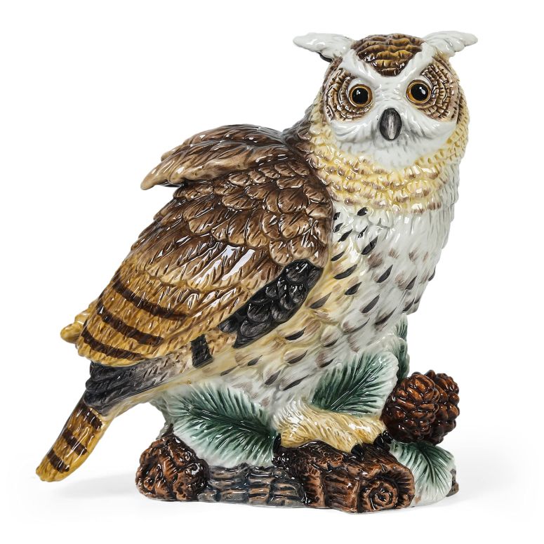 装飾 置物 雑貨 海外 FORLONG Ceramic Large Collectible Figurines Statue，3D Hand-Painted Owl Home Decoration- 9.45\