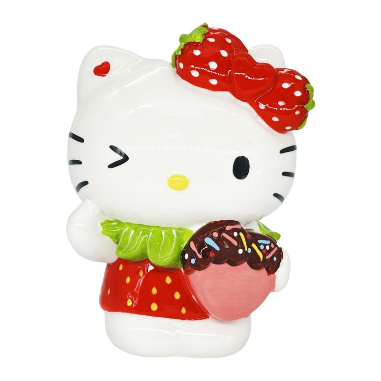 かざり付ける 飾りつけ 雑貨 外国で Blue Sky Clayworks Hello Kitty with Strawberry Figurine, 4.5\" L x 3.8\"" W x 6.5\"" H Created 【並行輸入品】"