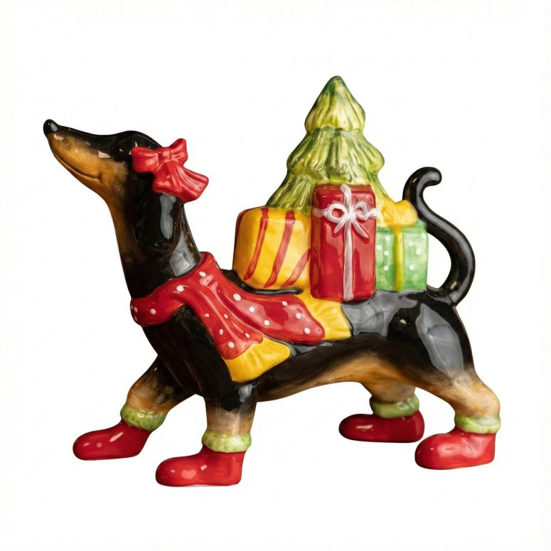 装飾 置物 雑貨 海外 Blue Sky Clayworks Christmas Harvey Dachshund Dog Figurine, 8.75\