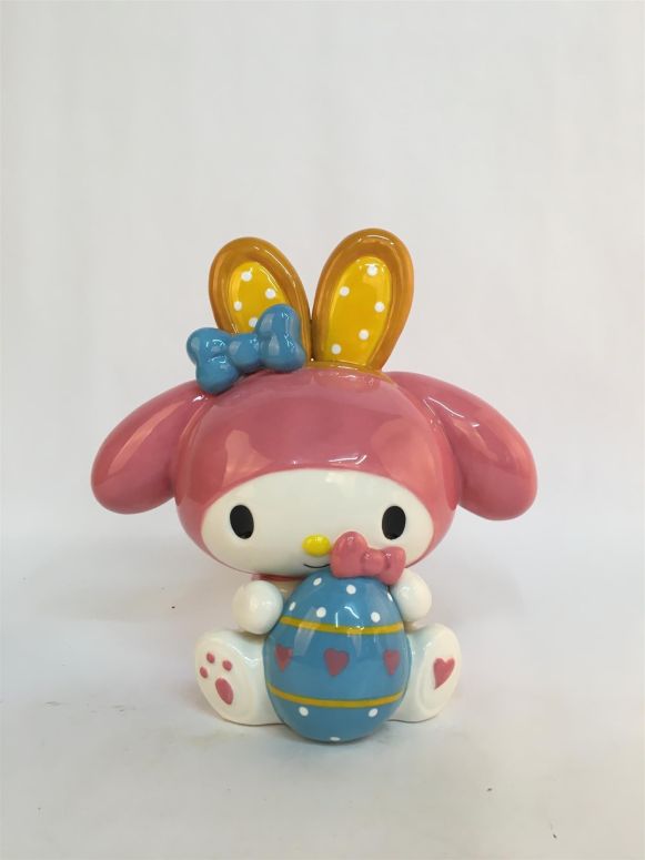 装飾 置物 雑貨 海外 Blue Sky Clayworks My Melody Bunny with Egg Figurine, Ceramic, 8\
