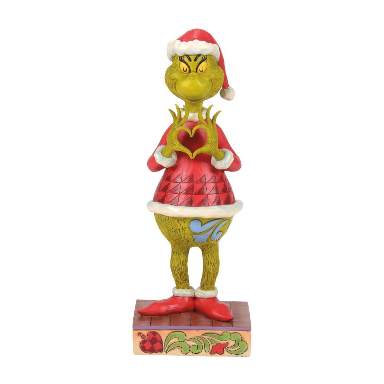 装飾 置物 雑貨 海外 Enesco Dr. Seuss Grinch by Jim Shore Making Heart Hands Figurine, 9.25 Inch, Multicolor 【並行輸入品】
