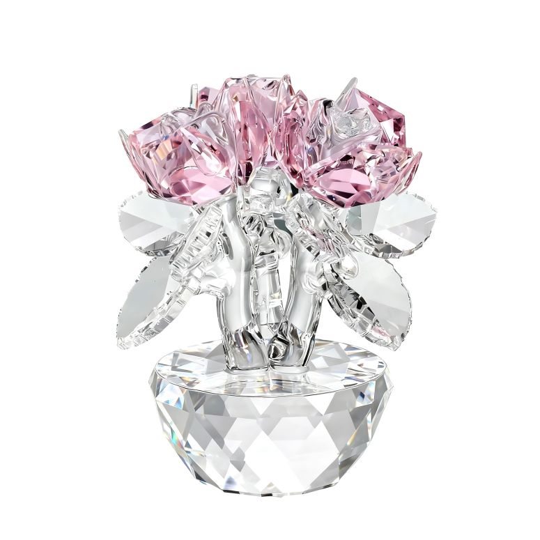 装飾 置物 雑貨 海外 H&D HYALINE & DORA Pink Crystal Rose Bouquet Flowers Figurines Ornament with Gift Box 【並行輸入品】