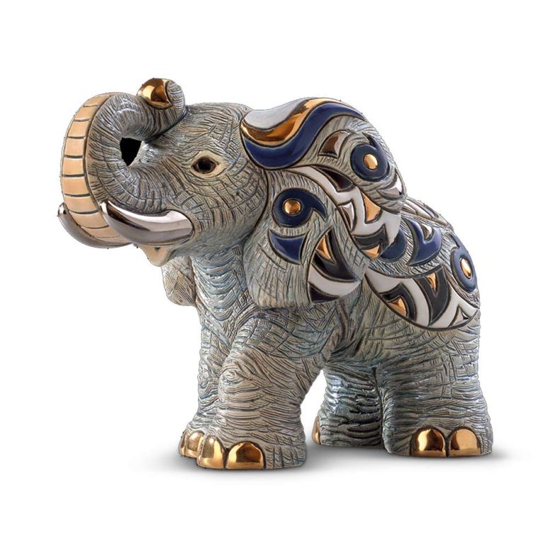 かざり付ける 飾りつけ 雑貨 外国で De Rosa Handmade Sculpted Ceramic African Elephant Figurine Medium Wildlife Collection 1022 【並行輸入品】