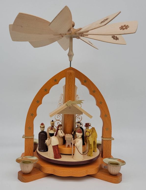 かざり付ける 飾りつけ 雑貨 外国で Alexander Taron 16033 Richard Glaesser Pyramid-Nativity Scene-10.5\" H W x 9.25\"", Brown 【並行輸入品】"