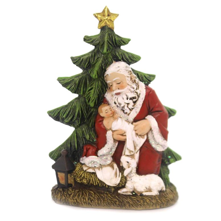 かざり付ける 飾りつけ 雑貨 外国で Joseph\u0027s Studio by Roman, Christmas Santa Collection, 6.25\" H Kneeling Santa W/Tree, Home D?cor, Devout Gift, Prayerful Inspiration (5x4x6) 【並行輸入品】"
