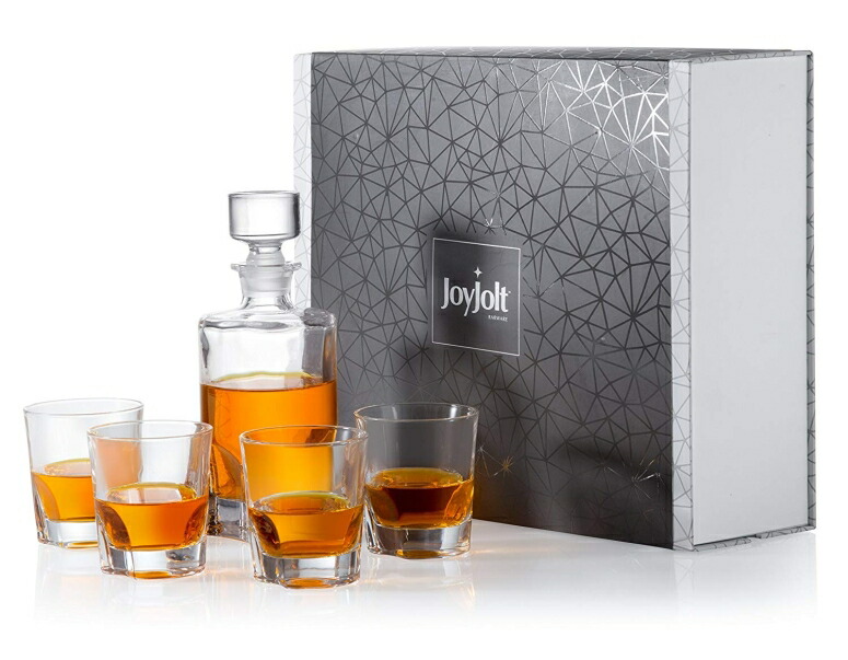 Liquor JoyJolt Carina 5 Piece Whiskey Decanter And Glass Set Bourbon Comes with A Whisky Decanter Sets And 4 Old Fashioned Glasses. 100% Lead-Free Crystal Bar Set Prefer For Scotch 