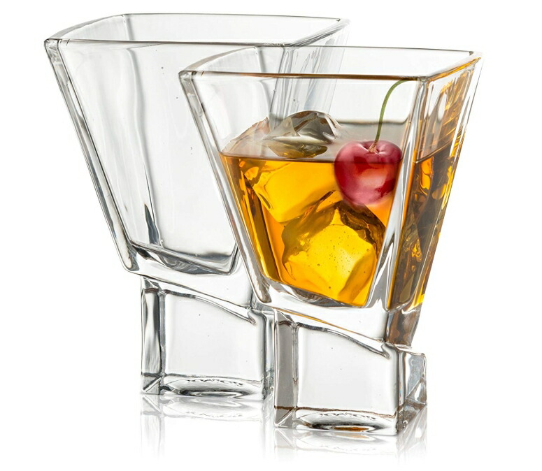 Joyjolt クリスタル グラスセット ジョイジョルト デカンタ デキャンタ JoyJolt Carre 2-Piece Cocktail Glasses Set, 8 Ounce Martini Glasses