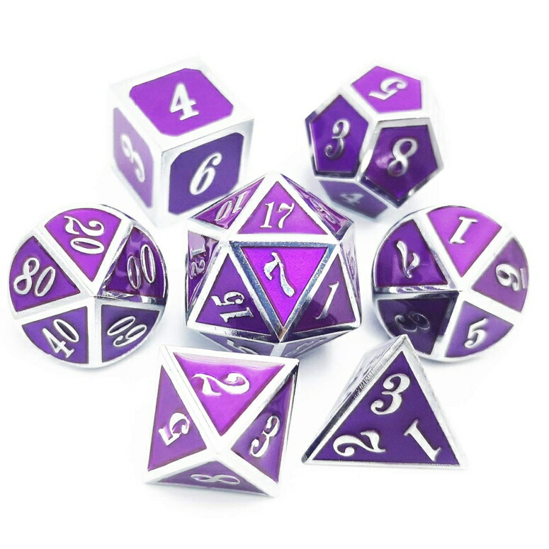 多面体ダイスセット ウォーゲーム TRPG テーブルトーク DND に Haxtec 7PCS Zinc Alloy Metal Dice Set D&D Dice D20 D12 D10 D8 D6 D4 for Dungeons and Dragons DND RPG MTG Table Games-Glossy Enamel Dice Royal Purple 【並行輸入品】｜MJ-MARKET