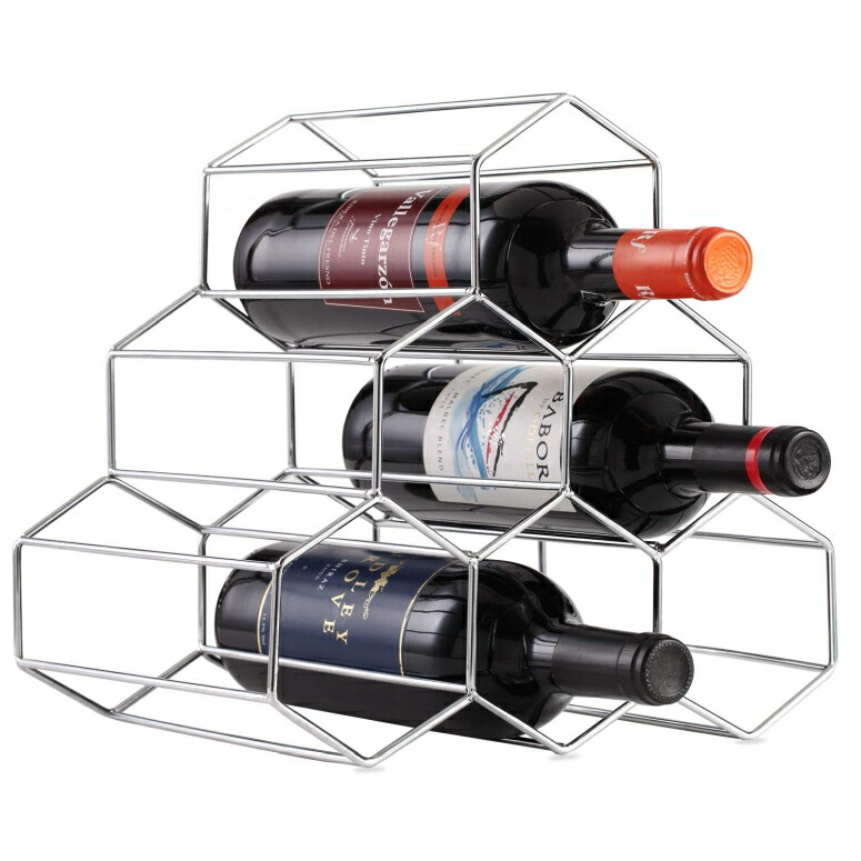 Buruis 7 Bottles Metal Wine Rack Gold Space Saver Protector for Red & White Wines Countertop Free-stand Wine Storage Holder 