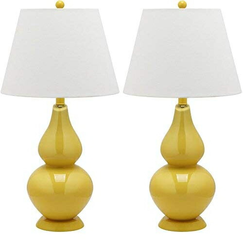 サファヴィヤ safavieh 速見表照明ランプ サファビヤ サファヴィア Safavieh Lighting Collection Cybil Yellow Double Gourd 26.5-inch Table Lamp (Set of 2) 【並行輸入品】 インテリア・寝具・収納-デスクライト・テーブルランプ